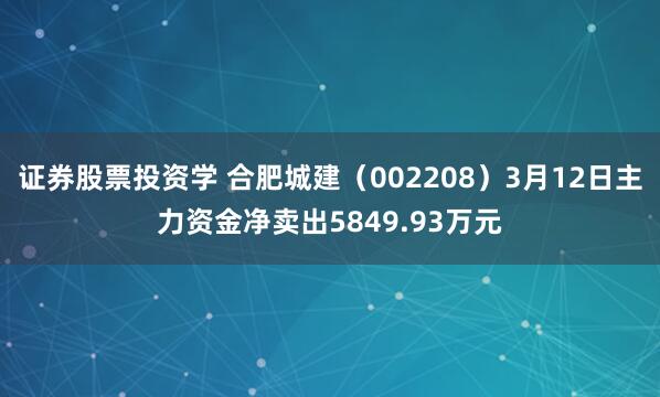 证券股票投资学 合肥城建（002208）3月12日主力资金净卖出5849.93万元