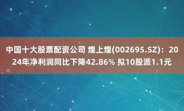 中国十大股票配资公司 煌上煌(002695.SZ)：2024年净利润同比下降42.86% 拟10股派1.1元