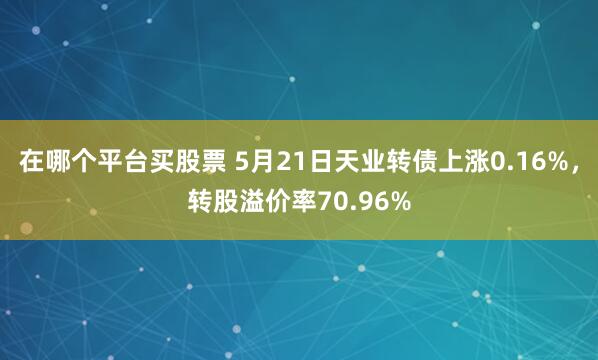 在哪个平台买股票 5月21日天业转债上涨0.16%，转股溢价率70.96%