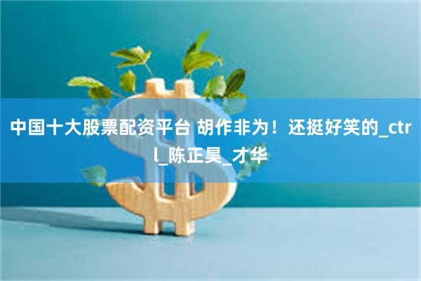 中国十大股票配资平台 胡作非为！还挺好笑的_ctrl_陈正昊_才华