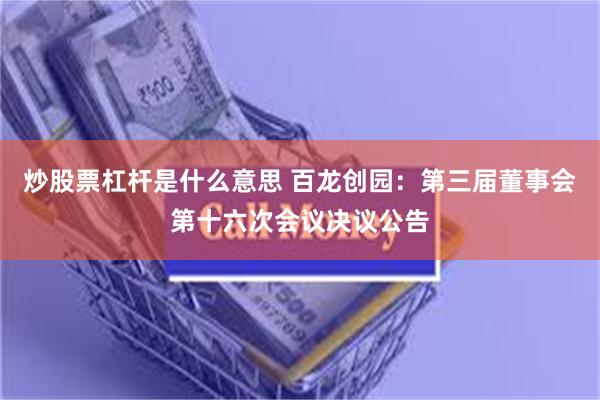 炒股票杠杆是什么意思 百龙创园：第三届董事会第十六次会议决议公告