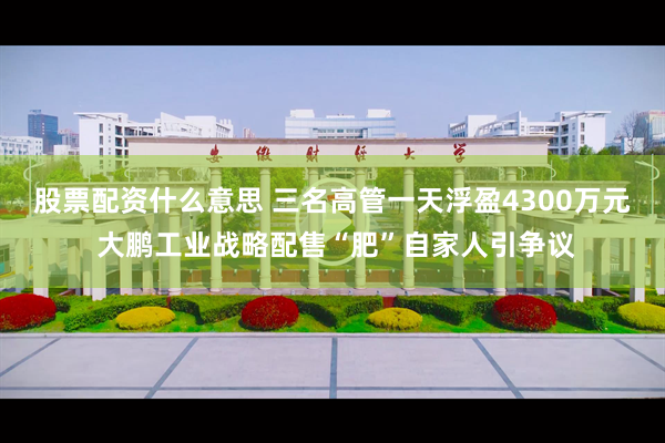 股票配资什么意思 三名高管一天浮盈4300万元 大鹏工业战略配售“肥”自家人引争议